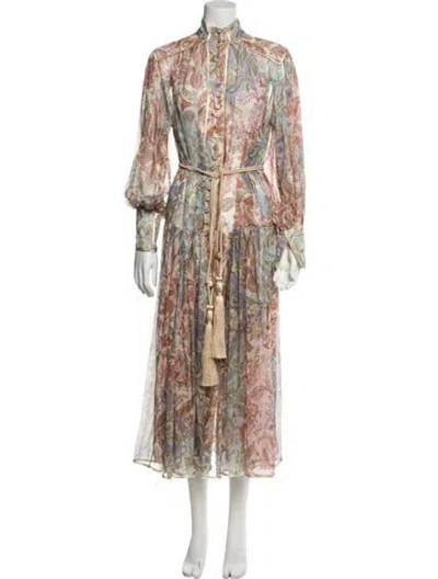 Pre-owned Zimmermann Silk Long Dress In Neutral