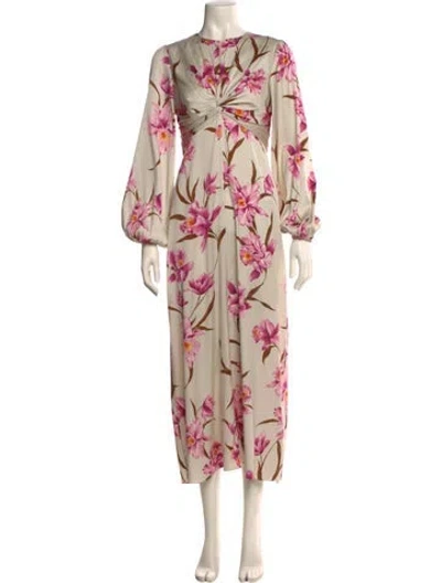 Pre-owned Zimmermann Silk Long Dress In Neutral