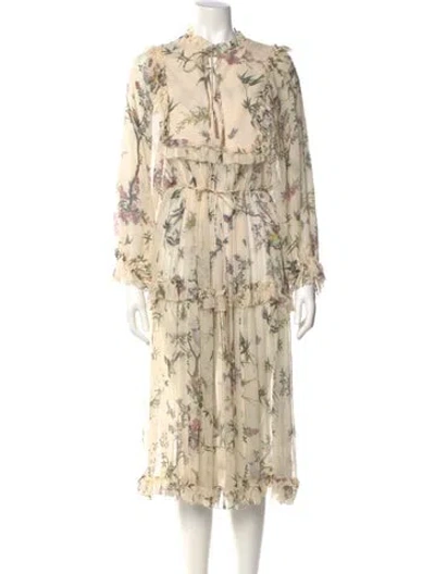 Pre-owned Zimmermann Silk Long Dress In Neutral