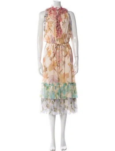 Pre-owned Zimmermann Silk Long Dress In Neutral