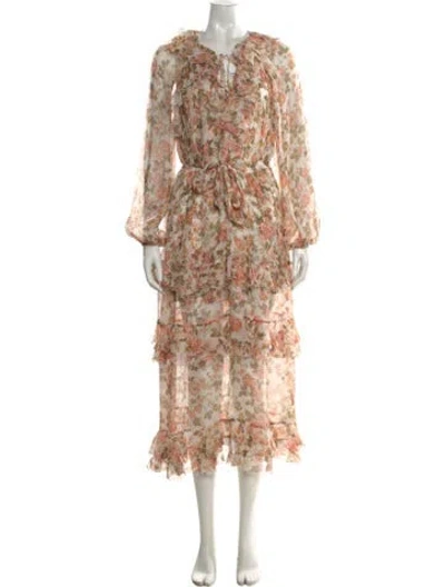 Pre-owned Zimmermann Silk Long Dress In Neutral