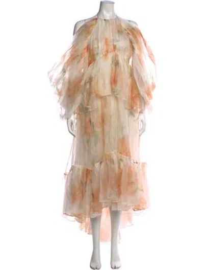 Pre-owned Zimmermann Silk Long Dress In Neutrals