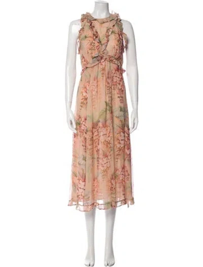 Pre-owned Zimmermann Silk Long Dress In Orange
