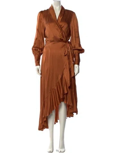 Pre-owned Zimmermann Silk Long Dress In Orange
