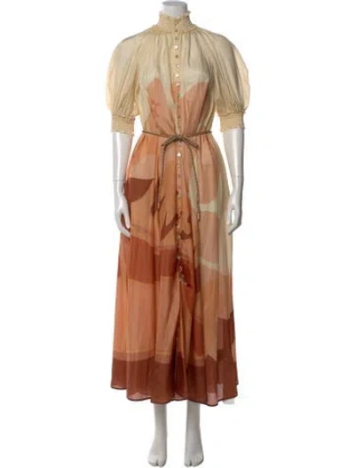 Pre-owned Zimmermann Silk Long Dress In Orange