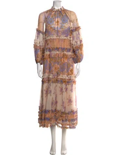 Pre-owned Zimmermann Silk Long Dress In Orange