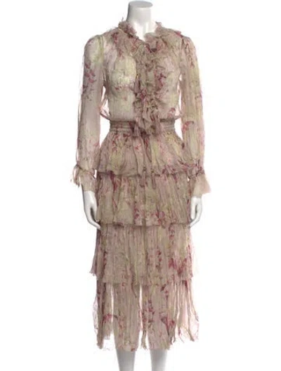 Pre-owned Zimmermann Silk Long Dress In Pink