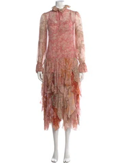 Pre-owned Zimmermann Silk Long Dress In Pink