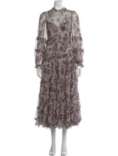 Pre-owned Zimmermann Silk Long Dress In Purple