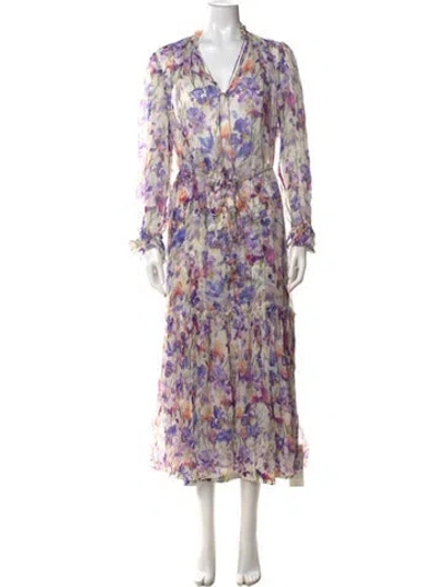 Pre-owned Zimmermann Silk Long Dress In Purple