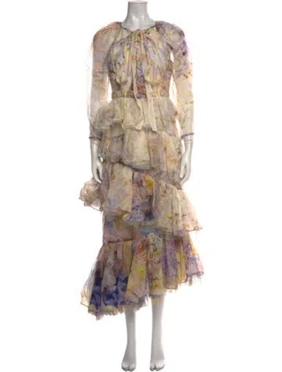 Pre-owned Zimmermann Silk Long Dress In Purple