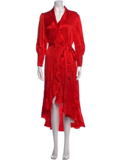 Pre-owned Zimmermann Silk Long Dress In Red