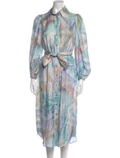 Pre-owned Zimmermann Silk Long Dress W/ Tags In Blue