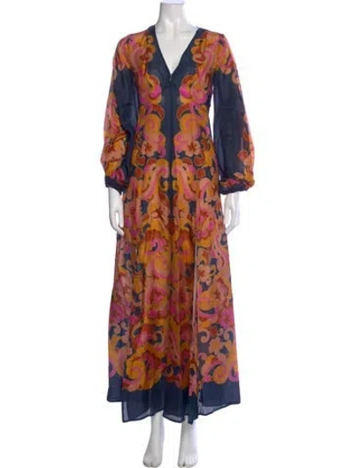 Pre-owned Zimmermann Silk Long Dress W/ Tags In Orange