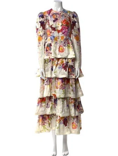 Pre-owned Zimmermann Silk Long Dress In White