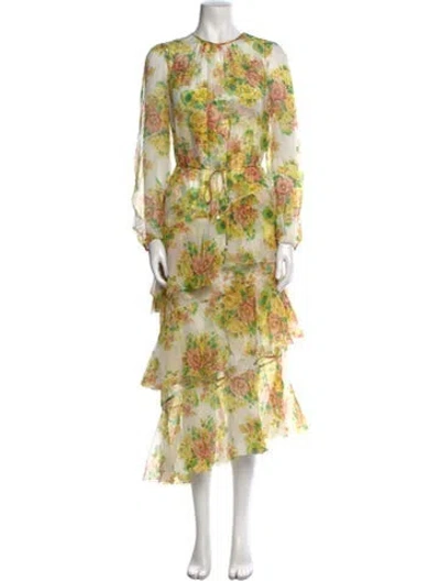 Pre-owned Zimmermann Silk Long Dress In Yellow