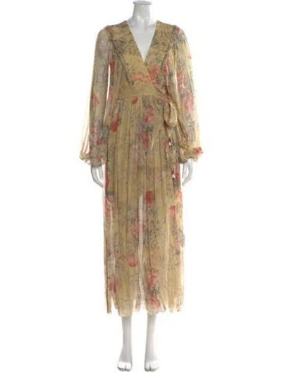 Pre-owned Zimmermann Silk Long Dress In Yellow