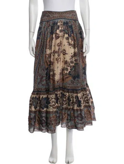 Pre-owned Zimmermann Silk Long Skirt In Brown