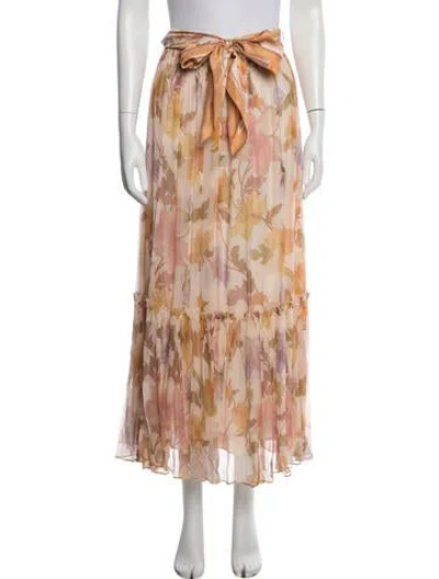 Pre-owned Zimmermann Silk Long Skirt In Neutral