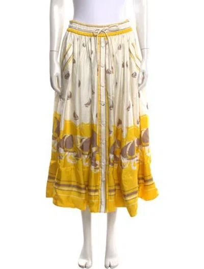 Pre-owned Zimmermann Silk Long Skirt In Yellow