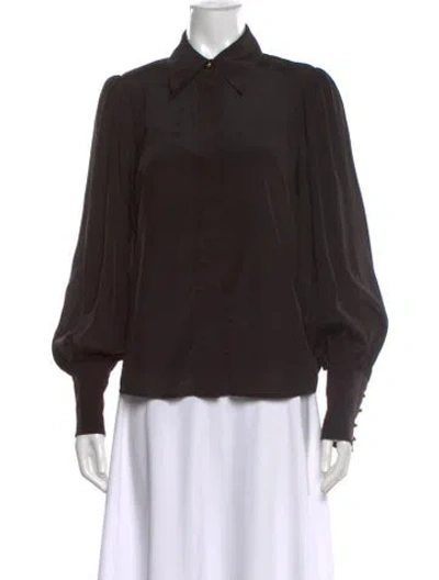 Pre-owned Zimmermann Silk Long Sleeve Blouse In Black