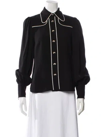 Pre-owned Zimmermann Silk Long Sleeve Blouse In Black