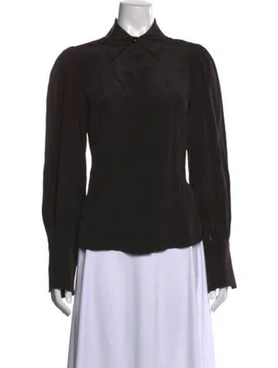 Pre-owned Zimmermann Silk Long Sleeve Blouse In Black