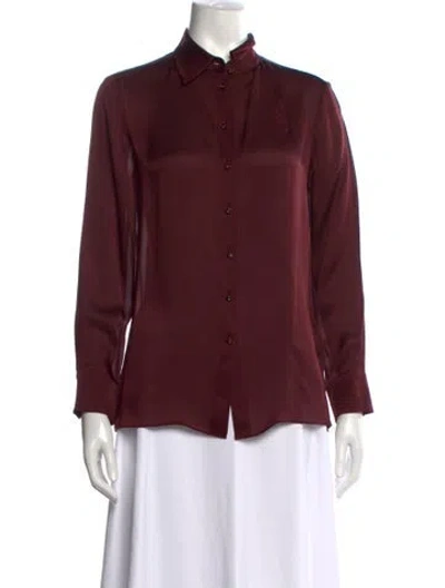 Pre-owned Zimmermann Silk Long Sleeve Blouse In Burgundy