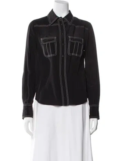 Pre-owned Zimmermann Silk Long Sleeve Blouse In Gray