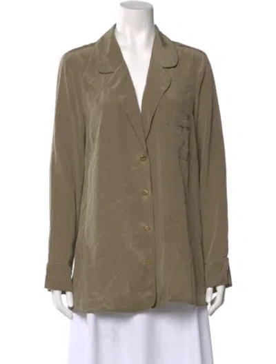 Pre-owned Zimmermann Silk Long Sleeve Blouse In Green