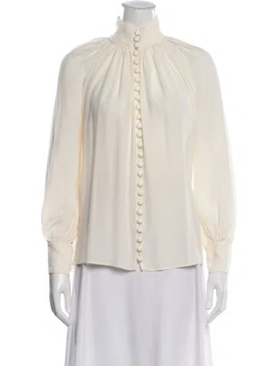Pre-owned Zimmermann Silk Long Sleeve Blouse In Neutral
