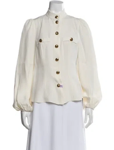 Pre-owned Zimmermann Silk Long Sleeve Blouse In Neutral