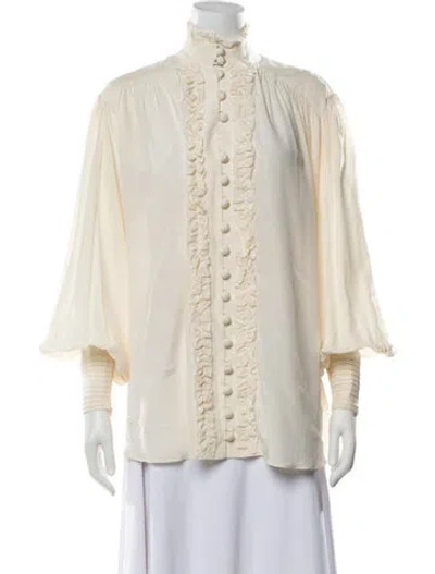 Pre-owned Zimmermann Silk Long Sleeve Blouse In Neutrals
