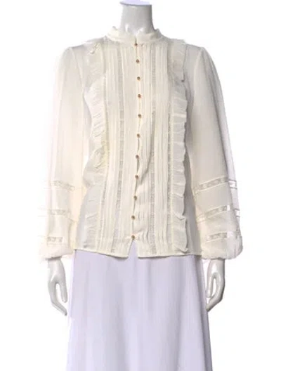 Pre-owned Zimmermann Silk Long Sleeve Blouse In White