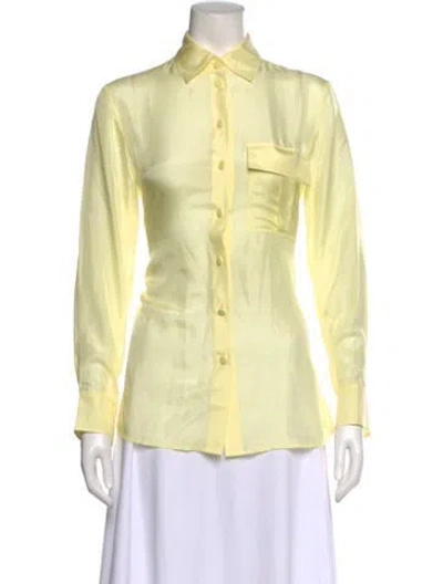 Pre-owned Zimmermann Silk Long Sleeve Blouse In Yellow