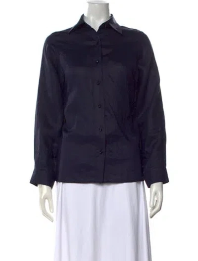 Pre-owned Zimmermann Silk Long Sleeve Button-up Top In Blue