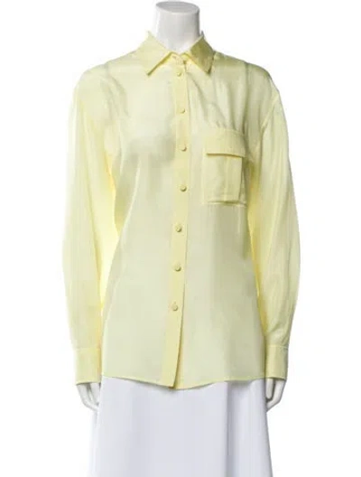 Pre-owned Zimmermann Silk Long Sleeve Button-up Top In Yellow
