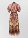 Zimmermann Womens Mauve Jacobean Aster Billow Silk Maxi Dress Xl In Brown