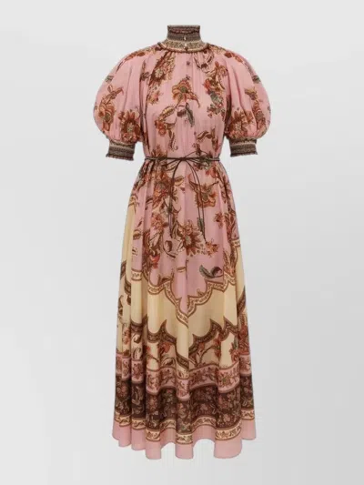 ZIMMERMANN SILK MAXI DRESS FLORAL PRINT BELT