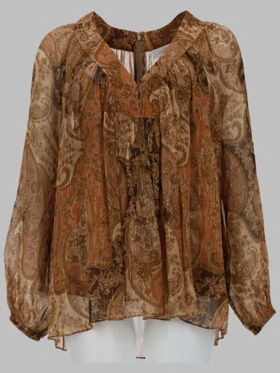 Zimmermann Silk Metallic Mini Top In Brown