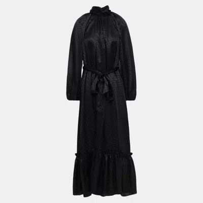 Pre-owned Zimmermann Silk Midi Dress 2 In Black