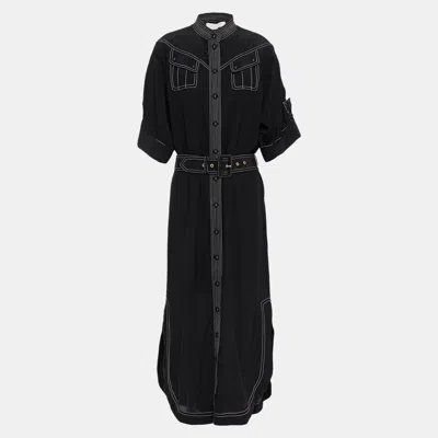 Pre-owned Zimmermann Silk Midi Dress 3 In Black