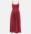 Zimmermann Structured Bodice Pleated Skirt Dress In Burgundy