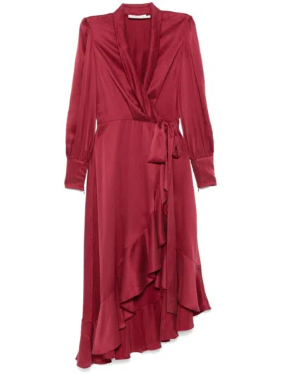 Zimmermann Silk Wrap Midi Dress In Red