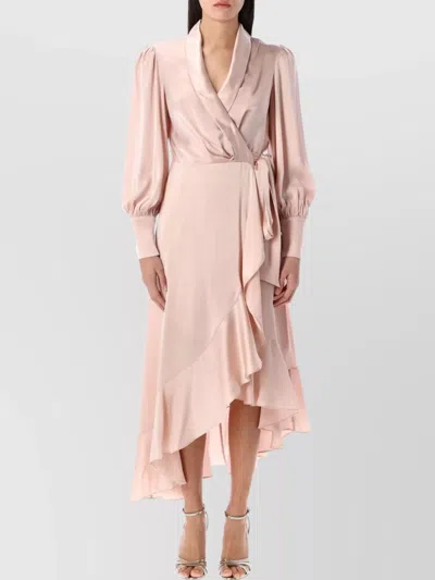 ZIMMERMANN SILK MIDI DRESS WRAP DESIGN