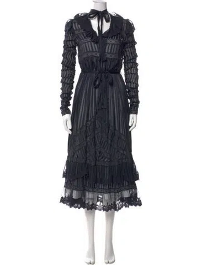 Pre-owned Zimmermann Silk Midi Length Dress In Black