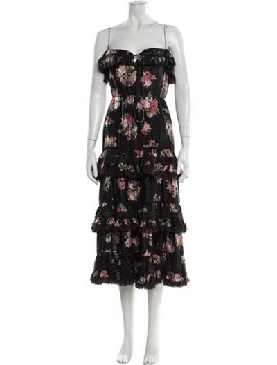 Pre-owned Zimmermann Silk Midi Length Dress In Black