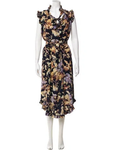 Pre-owned Zimmermann Silk Midi Length Dress In Blue