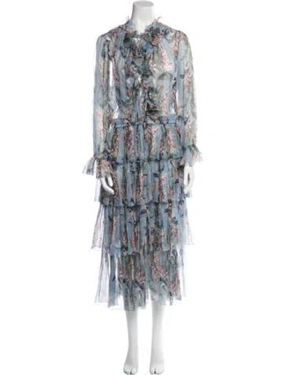 Pre-owned Zimmermann Silk Midi Length Dress In Blue
