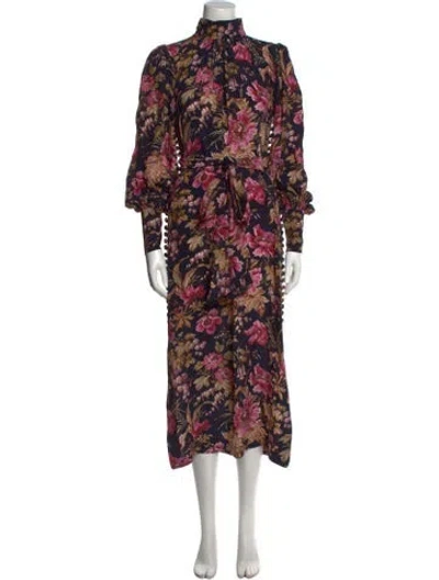 Pre-owned Zimmermann Silk Midi Length Dress In Blue